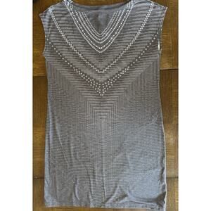Prana Sanna Shift Summer Dress Womens Size Medium Gray Geometric Stretchy Knit